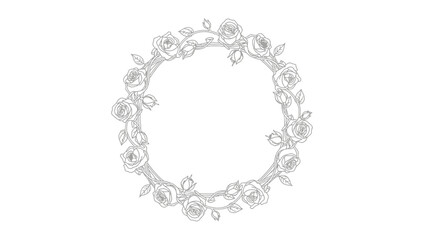 Elegant rose flower wreath illustration on a white background for graphic design and decorative