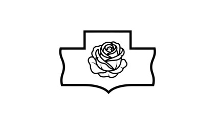 Elegant emblem with a rose, classic floral symbol in decorative frame, perfect logo