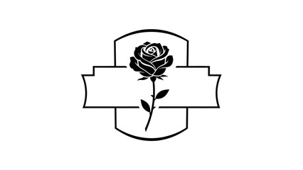 Elegant Black and White Rose Emblem for Branding and Creative Applications