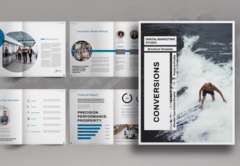 Cool Blue Digital Marketing Studio Promo Brochure Layout