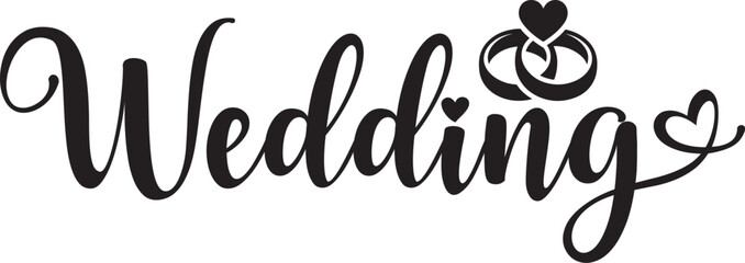 Wedding typography design on plain white transparent isolated background for card, shirt, hoodie, sweatshirt, apparel, tag, mug, icon, poster or badge © AllYearRoundDesigns