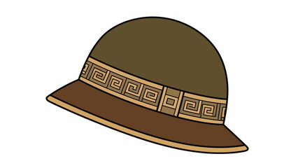 Brown sun hat with Greek key pattern band