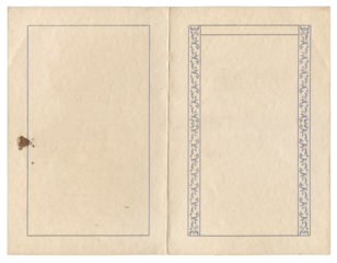 Vintage 1920s Blank Program Exterior Mockup w/ Ornamental Floral Border – Authentic Aged Paper Ephemera, Isolated Old Booklet Antique Stationery Flat Lay Template
