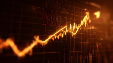 Economic Ascent: A glowing graph depicting a consistent growth trend. The visual metaphor for financial prosperity and market gains, perfect for illustrating concepts like investment, growth.