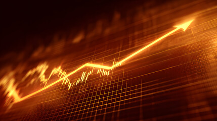 Soaring Arrow of Success: A vivid illustration of upward trending progress, signified by a glowing arrow ascending above a detailed chart. Representing the dynamic growth