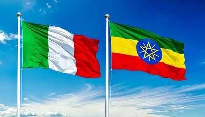 イタリアの国旗とエチオピアの国旗(Italy flag & Ethiopia flag.)
