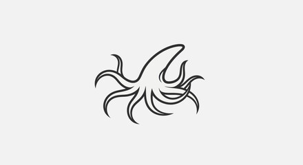 Minimalist Octopus Illustration with Elegant Tentacle Design.