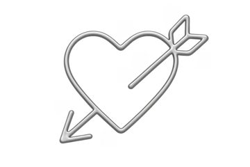 Heart pierced by arrow icon on transparent background