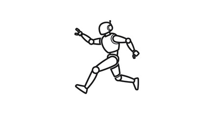 Robot Running - A Dynamic Line Art Illustration of a Futuristic Android.