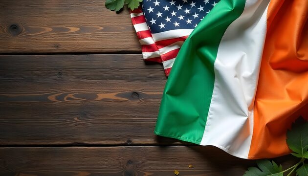 Irish and American flags united, symbolizing the rich heritage and bicultural identity celebrated during Irish American Heritage Month