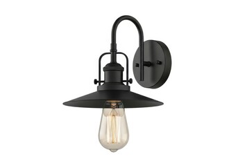 Industrial style wall mounted lighting fixture featuring an exposed filament bulb