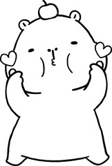 Kawaii Capybara Valentine Outline Cartoon with Mini Heart Hands