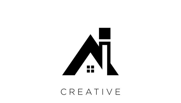 Initial Letter AI Roofing Building Logo Vector Design Template. Real Estate Logo - Powered by Adobe