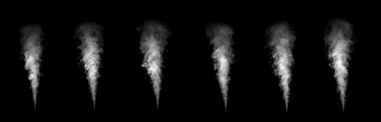 Realistic white smoke or steam effect isolated on black background, perfect for digital design, animation, or special effects projects. Ideal for use in advertising, film, or motion graphics.