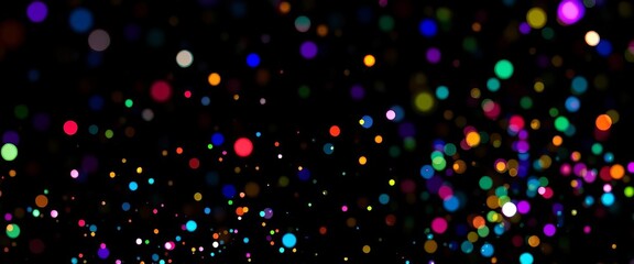 Shimmering, multicolored glitter particles on black, abstract texture,  shine,  stars