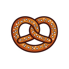 Isolated Pretzel Illustration with Brown Outline and White Sprinkles