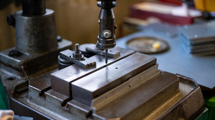 Industrial Tapping Machine Performing Thread Cutting on Metal Workpiece