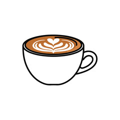 Latte Art Coffee Cup Logo Design, Minimalist Style