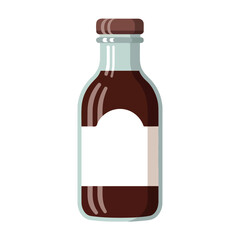 Minimalist Bottle with Dark Brown Liquid Label, Isolated