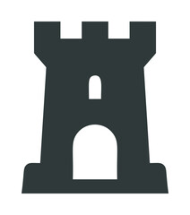 Castle tower vector, bold silhouette icon with arched doorway and battlements — stock vector © SharpX