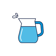 Minimalist Blue Pitcher with Water Splashes for Refreshment Design