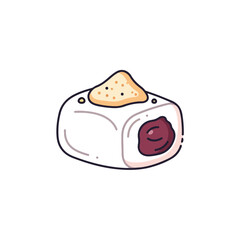 Mochi Dessert Icon with Red Bean Paste, Japanese Food Illustration