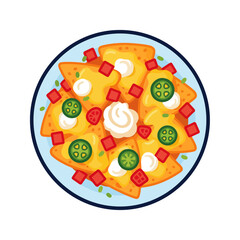 Overhead View of Tasty Nachos with Toppings for Food Design