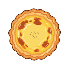 Overhead View of Delicious Egg Tart on White Background