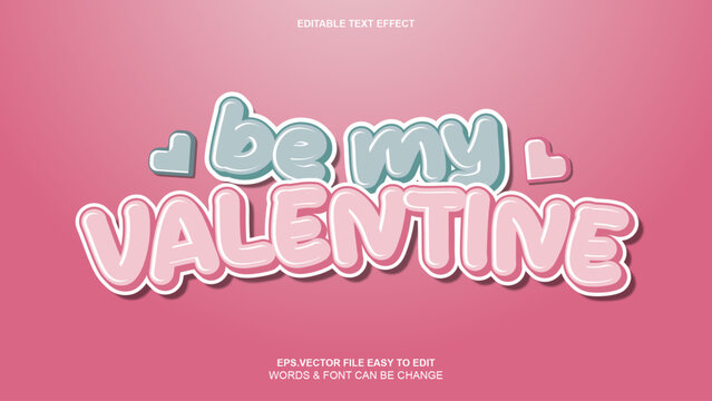 Be My Valentine Bubble Text Effect with Cute Hearts