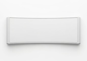 Fototapeta premium Curved rectangular white sign panel mounted against a plain background