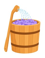 Sauna Bucket with Water - Relaxation and Wellness Illustration.