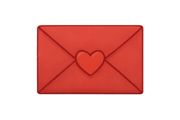 Red envelope with a heart symbol, transparent background