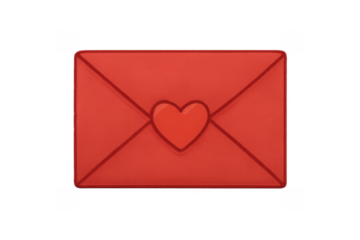 Red envelope with a heart symbol, transparent background