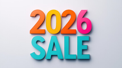 2026 sale colorful bold number letter cutout cheerful promotion event vibrant design
