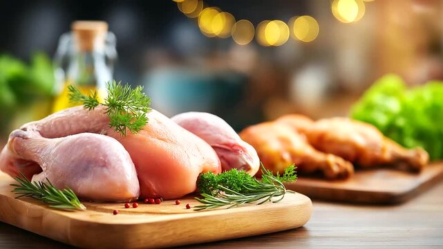 Fresh raw chicken, visible tendons display, suitable for processing, preparation food safety, awareness emphasis concept, poultry ingredient visual, kitchen preparation focus, defo