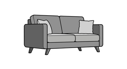 A gray couch with two pillows on a