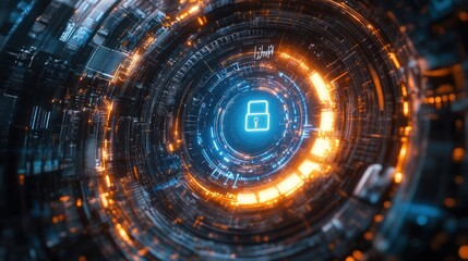 Fototapeta premium Cyber security data protection digital lock
