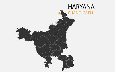 Haryana png map with districts, Indian state Haryana district map, Haryana Chandigarh