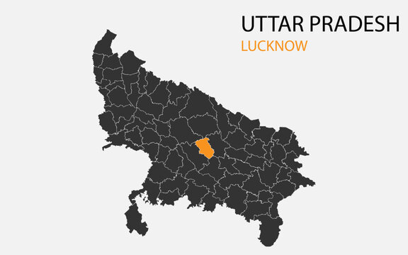 Uttar Pradesh png map with districts, Indian state uttar pradesh district map, Uttar pradesh lucknow