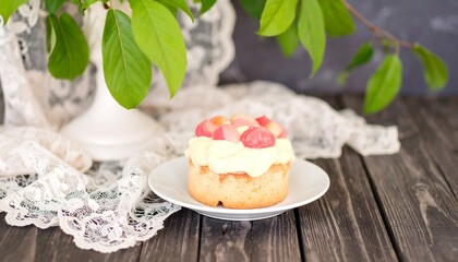 Dessert with floral backdrop