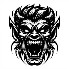 Fototapeta premium Screaming Demon black and whi...