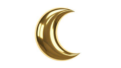 Golden Crescent Moon Symbol Isolated on Black Background graphic design isolated on a transparent background