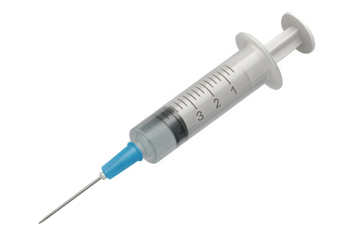 Syringe used for medical injections isolated on a clean white background