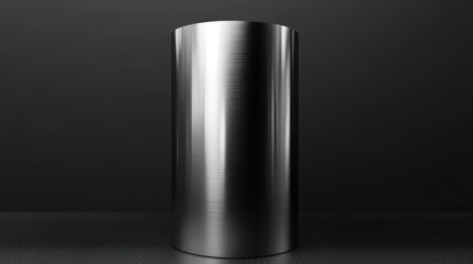 Polished Metal Cylinder on Dark Background