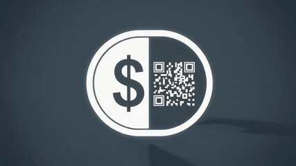 Digital animation showcasing a prominent dollar sign and a dynamic QR code graphic. This represents modern electronic payments, secure financial transactions, and the growing digital economy. - Powered by Adobe