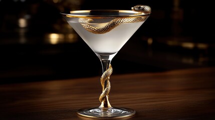 Snake Martini on Bar Counter