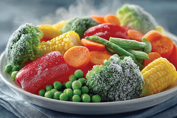 Assorted Frozen Vegetables in Ice Crystals &ndash; Colorful Healthy Food