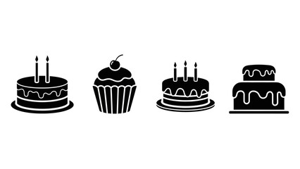 birthday cake icon set