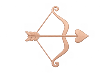 Golden cupid bow and heart arrow aiming love