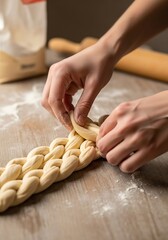 Creative artisan braiding dough for bakery product delicious delight